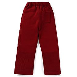 Pine Kids Knitted Full Sleeves Solid Colour Front Open Sweater with Pullover & Pant Set - Dark Red