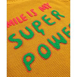 Pine Kids Knitted Full Sleeves Pullover Sweater With Text Patch - Mustard
