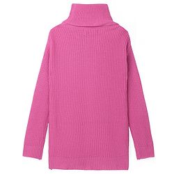 Pine Kids Knitted Full Sleeves Solid Colour Turtle Neck Pullover Sweater - Dark Pink
