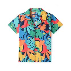 Pine Kids Knit Half Sleeves Shirt with Jeans Floral Print - Red & Navy Blue