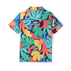 Pine Kids Knit Half Sleeves Shirt with Jeans Floral Print - Red & Navy Blue