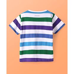Pine Kids Half Sleeves Striped T-Shirt & Jeans Set - White & Blue