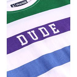 Pine Kids Half Sleeves Striped T-Shirt & Jeans Set - White & Blue