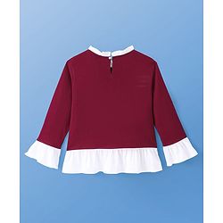 Pine Kids Cotton Knit Full Sleeves Text Printed Top - Maroon