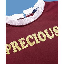 Pine Kids Cotton Knit Full Sleeves Text Printed Top - Maroon