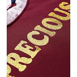 Pine Kids Cotton Knit Full Sleeves Text Printed Top - Maroon