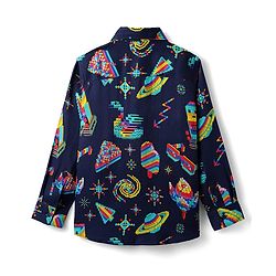 Pine Kids Cotton Woven Full Sleeves Printed Shirt - Navy Blue