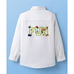 Pine Kids Cotton Woven Full Sleeves Text Printed Shirts - White