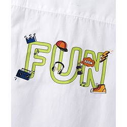 Pine Kids Cotton Woven Full Sleeves Text Printed Shirts - White