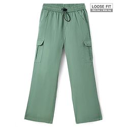 Pine Kids Cotton Woven Full Length Solid Trouser - Mint