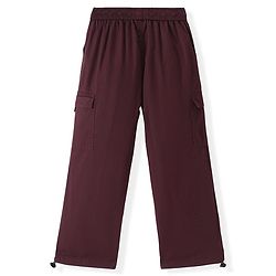Pine Kids Cotton Woven Full Length Solid Trouser - Maroon