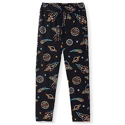 Pine Kids Single Jersey Knit Half Sleeves Space Printed Night Suit - Black