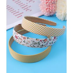 Pine Kids Free Size Hair Bands with Floral Print  Pack of 3 - Dark Yellow