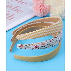 Pine Kids Free Size Hair Bands with Floral Print  Pack of 3 - Dark Yellow