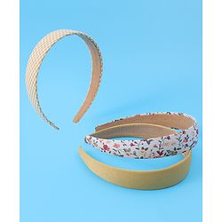 Pine Kids Free Size Hair Bands with Floral Print  Pack of 3 - Dark Yellow