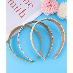 Pine Kids Free Size Hair Bands with Floral Print  Pack of 3 - Dark Yellow