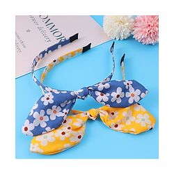 Pine Kids Hair Bands with Bow Applique & Floral Print Pack of 2 - Yellow & Blue
