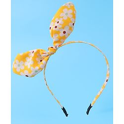 Pine Kids Hair Bands with Bow Applique & Floral Print Pack of 2 - Yellow & Blue