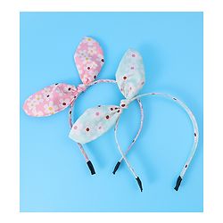 Pine Kids Hair Bands with Bow Applique & Floral Print Pack of 2 - Pink & Light Green