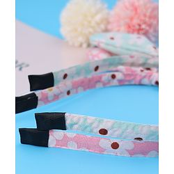 Pine Kids Hair Bands with Bow Applique & Floral Print Pack of 2 - Pink & Light Green