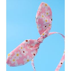 Pine Kids Hair Bands with Bow Applique & Floral Print Pack of 2 - Pink & Light Green