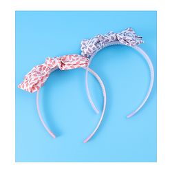 Pine Kids Hair Bands with Bow Applique & Leaves Print Pack of 2 - Pink & Purple