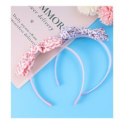 Pine Kids Hair Bands with Bow Applique & Leaves Print Pack of 2 - Pink & Purple