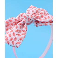 Pine Kids Hair Bands with Bow Applique & Leaves Print Pack of 2 - Pink & Purple