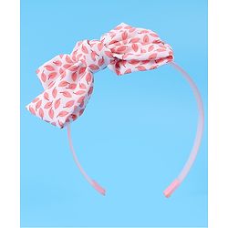 Pine Kids Hair Bands with Bow Applique & Leaves Print Pack of 2 - Pink & Purple