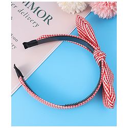 Pine Kids Hair Band Bow Applique with Checks Free Size - Red