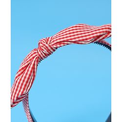 Pine Kids Hair Band Bow Applique with Checks Free Size - Red