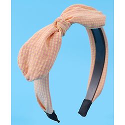 Pine Kids Hair Band Bow Applique with Checks Free Size - Orange