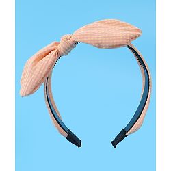 Pine Kids Hair Band Bow Applique with Checks Free Size - Orange