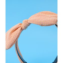 Pine Kids Hair Band Bow Applique with Checks Free Size - Orange