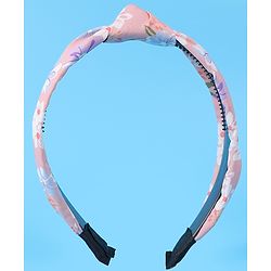 Pine Kids Hair Bands Knot Design with Floral Print Free Size Pack of 2 - Blue & Pink
