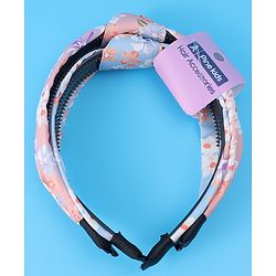 Pine Kids Hair Bands Knot Design with Floral Print Free Size Pack of 2 - Blue & Pink