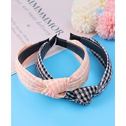 Pine Kids Hair Bands Knot Design with Checks Free Size Pack of 2 - Black & Yellow