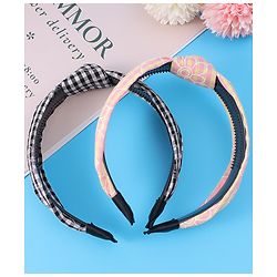 Pine Kids Hair Bands Knot Design with Checks Free Size Pack of 2 - Black & Yellow