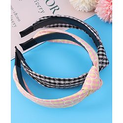 Pine Kids Hair Bands Knot Design with Checks Free Size Pack of 2 - Black & Yellow