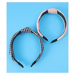 Pine Kids Hair Bands Knot Design with Checks Free Size Pack of 2 - Black & Yellow