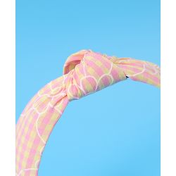 Pine Kids Hair Bands Knot Design with Checks Free Size Pack of 2 - Black & Yellow