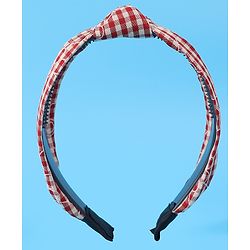 Pine Kids Hair Bands Knot Design with Checks Free Size Pack of 2 - Red & Yellow