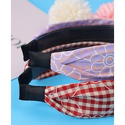 Pine Kids Hair Bands Knot Design with Checks Free Size Pack of 2 - Red & Yellow