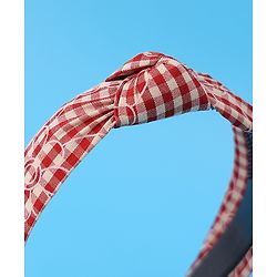 Pine Kids Hair Bands Knot Design with Checks Free Size Pack of 2 - Red & Yellow