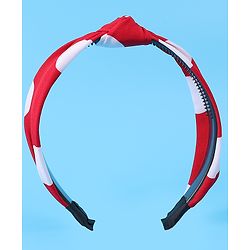 Pine Kids Hair Bands Bow Applique with Polka Dots Free Size Pack of 2 - Red & Green