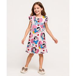 Pine Kids Disney Single Jersey Knit Frill Sleeves Nighty With Snow White Graphics Pack Of 2 - Pink & Light Blue
