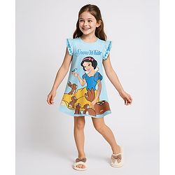 Pine Kids Disney Single Jersey Knit Frill Sleeves Nighty With Snow White Graphics Pack Of 2 - Pink & Light Blue