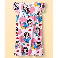 Pine Kids Disney Single Jersey Knit Frill Sleeves Nighty With Snow White Graphics Pack Of 2 - Pink & Light Blue