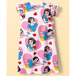 Pine Kids Disney Single Jersey Knit Frill Sleeves Nighty With Snow White Graphics Pack Of 2 - Pink & Light Blue