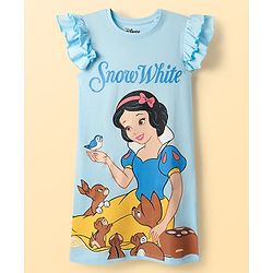 Pine Kids Disney Single Jersey Knit Frill Sleeves Nighty With Snow White Graphics Pack Of 2 - Pink & Light Blue